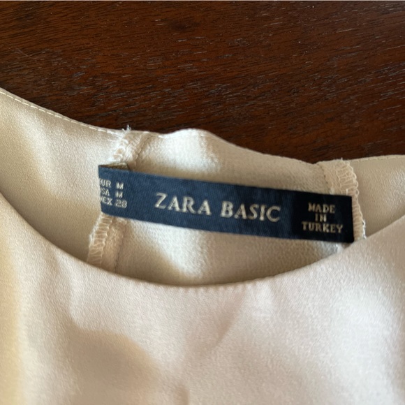 Zara cream tan long sleeve double layer bell hem blouse - Picture 3 of 8